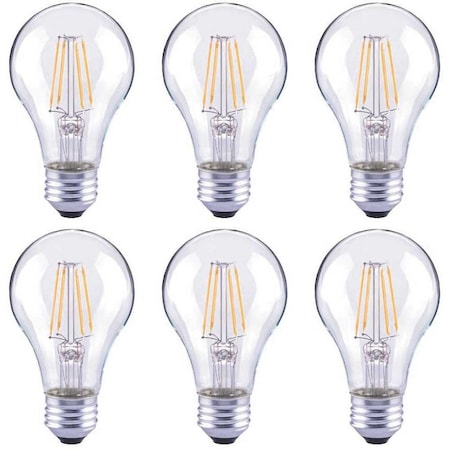 Ecosmart 60W Equiv A19 Dimmable Clear Glass Filament Vintage E26 Medium Base Soft White LED Light Bulb, 6PK FG-04017